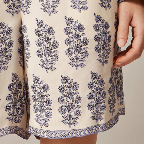 Stratus short in blooming lilac block print