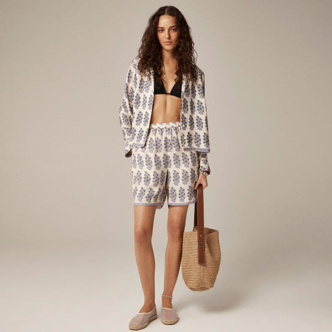 Stratus short in blooming lilac block print