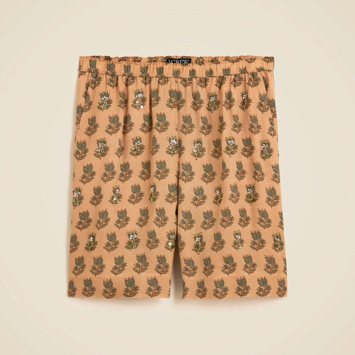 Stratus embellished short in tonal tulip block print