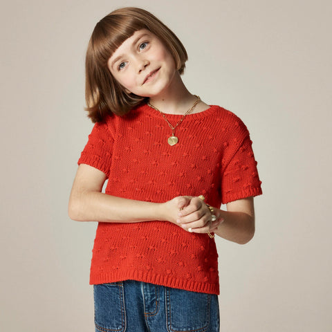 Girls' bobble sweater-tee in cotton