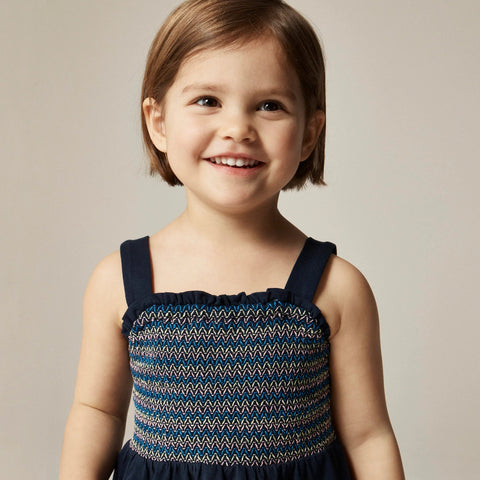 Girls' smocked tank top in broken-in jersey