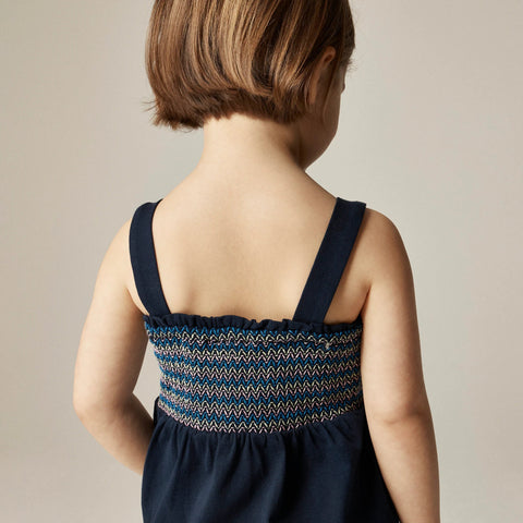 Girls' smocked tank top in broken-in jersey