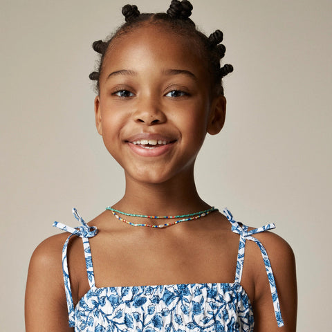 Girls' tie-shoulder jumpsuit in bandana block print