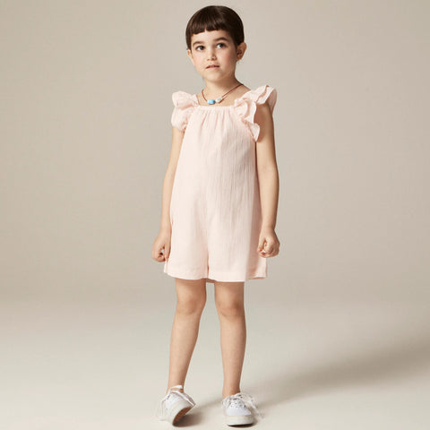 Girls' flutter-sleeve romper in airy gauze
