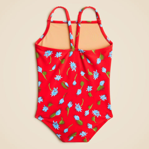 Girls' ruched-strap one-piece swimsuit