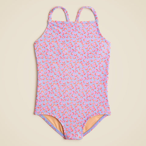 Girls' ruched-strap one-piece swimsuit