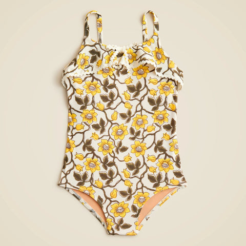 Girls' rickrack one-piece swimsuit