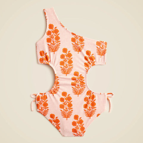 SZ Blockprints™ X Crewcuts one-shoulder cutout one-piece swimsuit