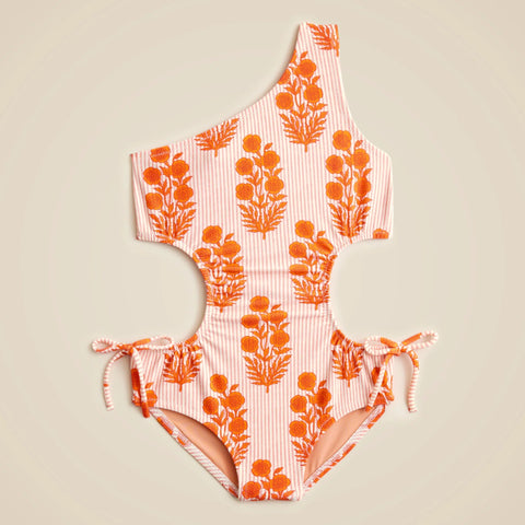 SZ Blockprints™ X Crewcuts one-shoulder cutout one-piece swimsuit