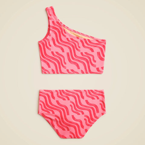 Girls' one-shoulder two-piece swimsuit