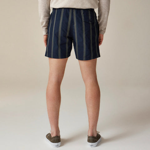 6" cotton-nylon blend swim trunk in dobby stripe