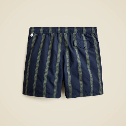 6" cotton-nylon blend swim trunk in dobby stripe