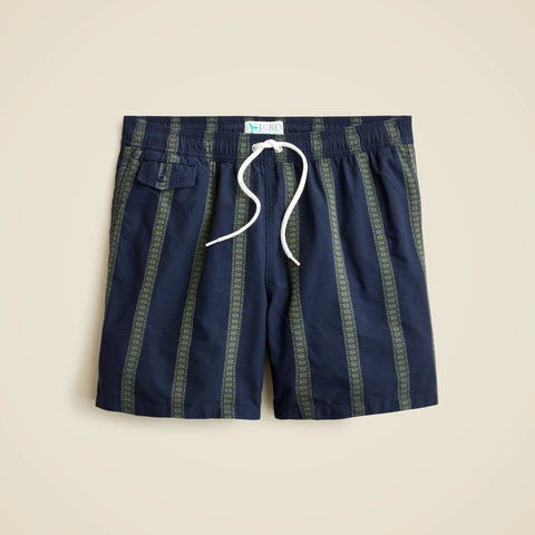 6" cotton-nylon blend swim trunk in dobby stripe