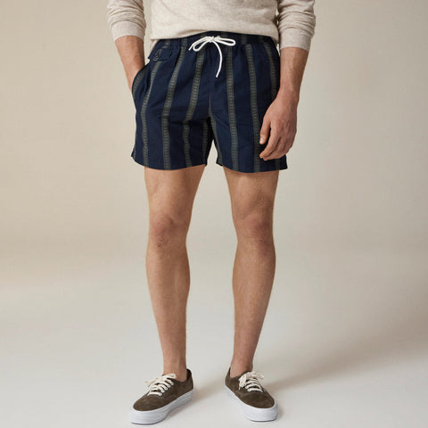 6" cotton-nylon blend swim trunk in dobby stripe