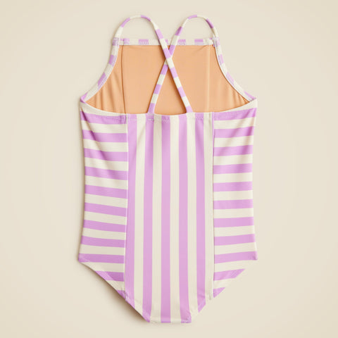 Girls' paneled one-piece swimsuit