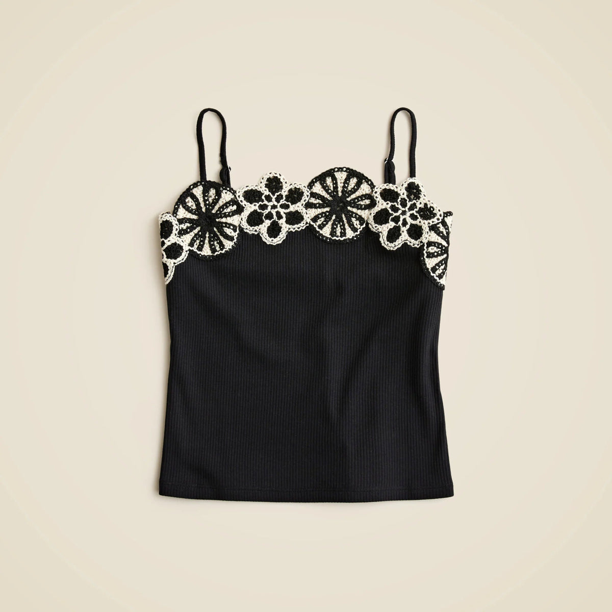 Vintage rib crochet-trim tank top