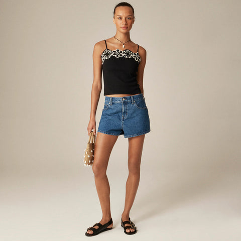 Vintage rib crochet-trim tank top