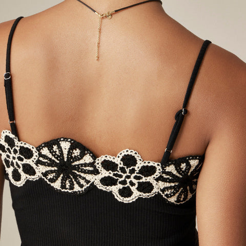 Vintage rib crochet-trim tank top