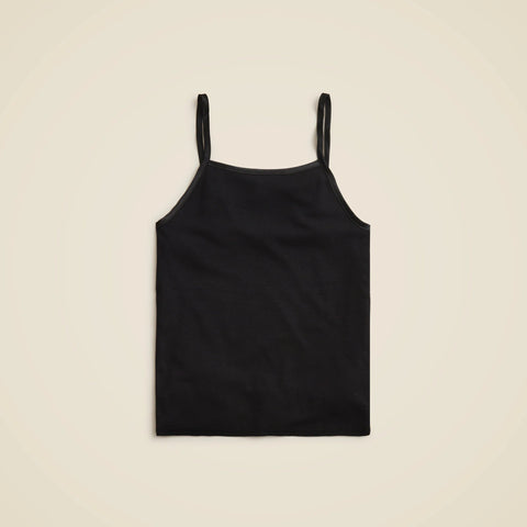 Refined rib satin-trim tank top