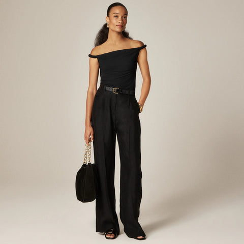 Off-the-shoulder twist tank top in matte jersey