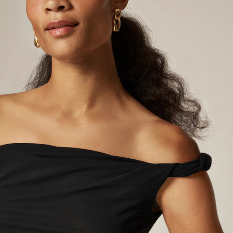 Off-the-shoulder twist tank top in matte jersey