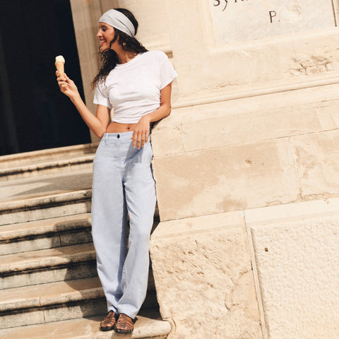 Feather jersey cropped T-shirt