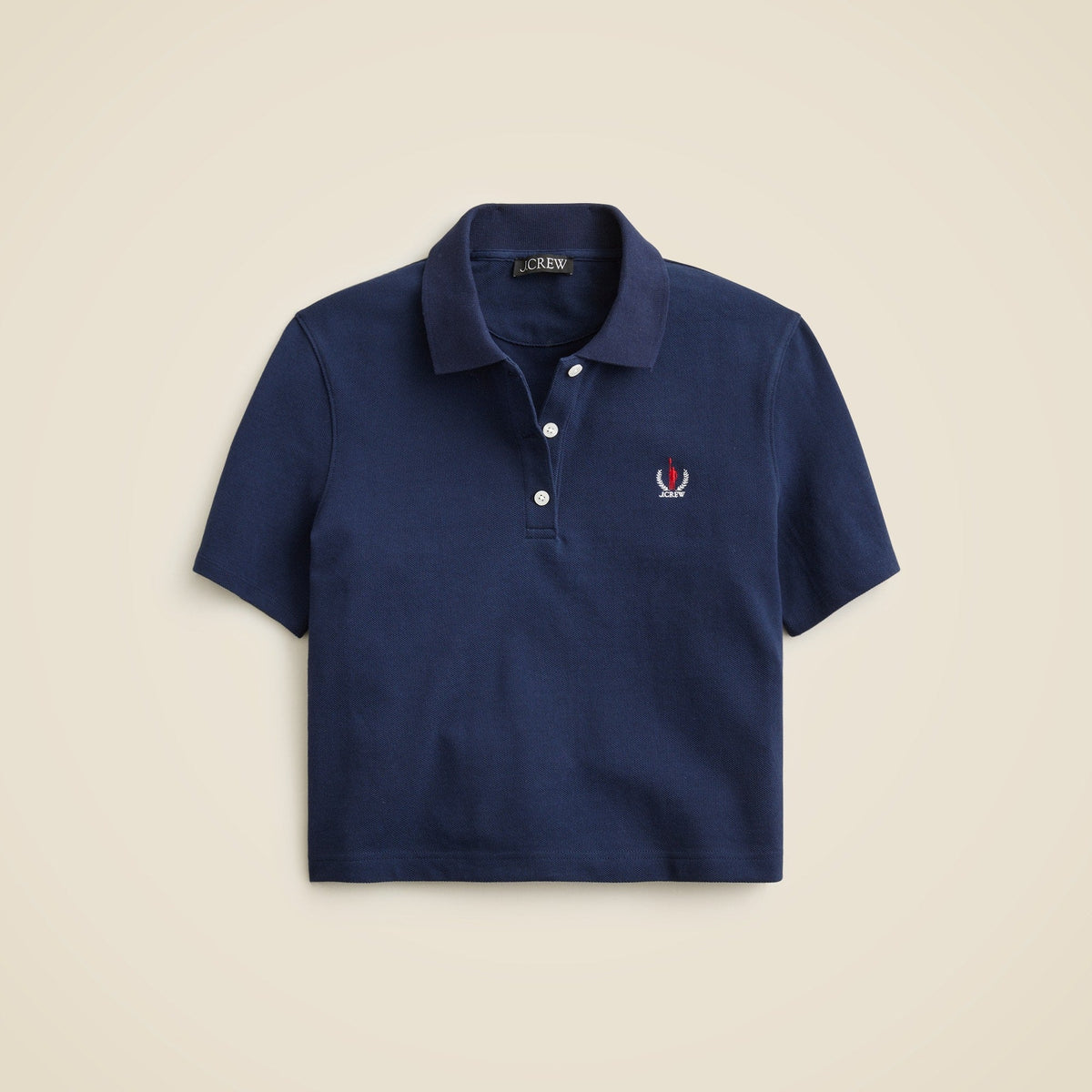 Piqué cropped polo shirt