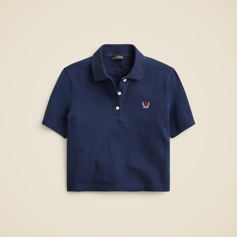 Piqué cropped polo shirt