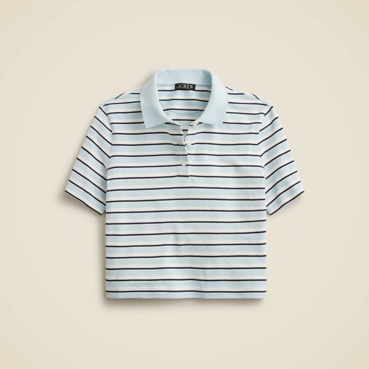 Piqué cropped polo shirt in stripe
