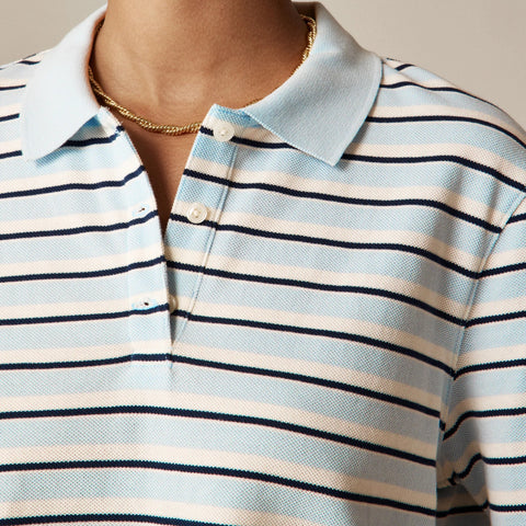 Piqué cropped polo shirt in stripe