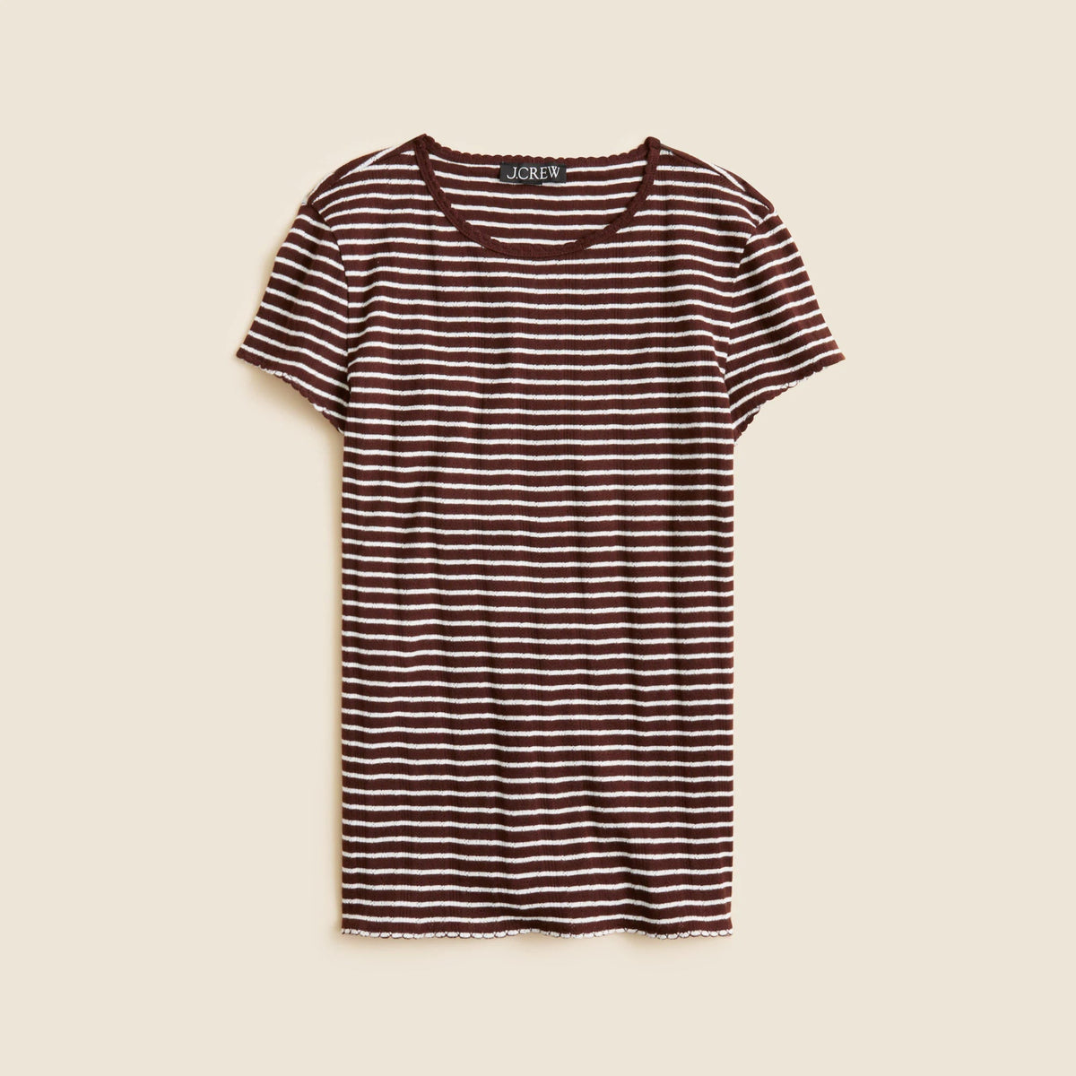 Pointelle short-sleeve T-shirt in stripe