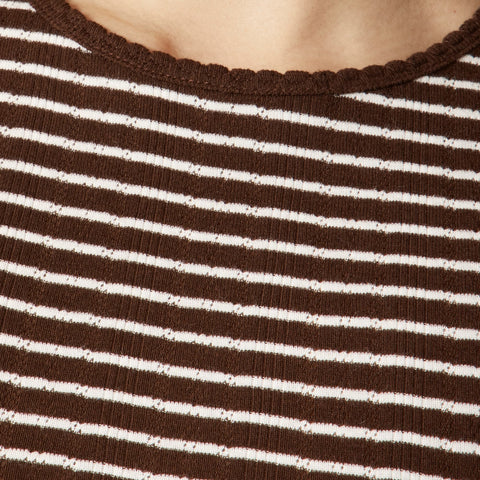 Pointelle short-sleeve T-shirt in stripe