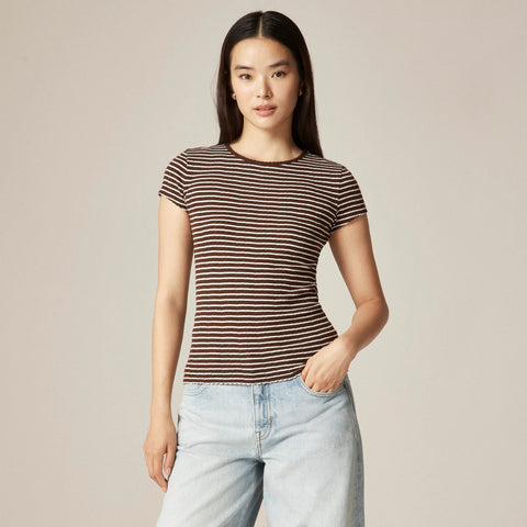 Pointelle short-sleeve T-shirt in stripe