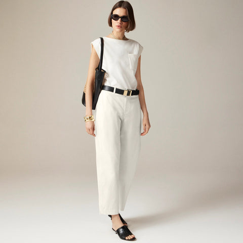 Barrel-leg pant in cotton blend