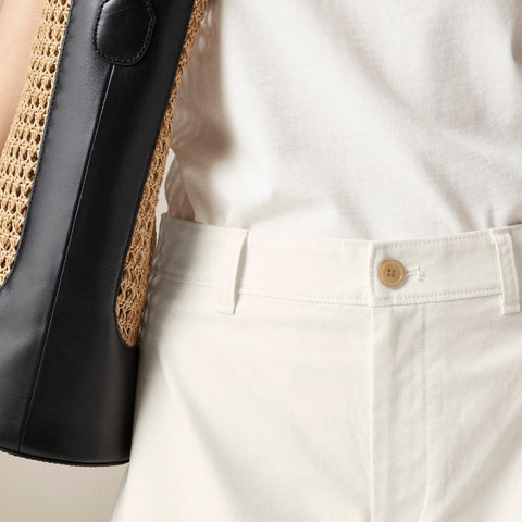 Barrel-leg pant in cotton blend