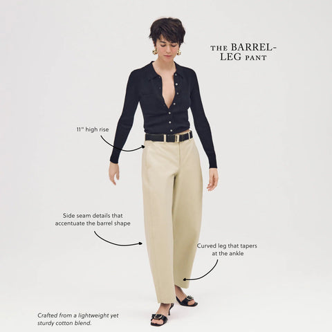 Barrel-leg pant in cotton blend