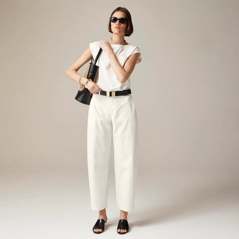 Barrel-leg pant in cotton blend