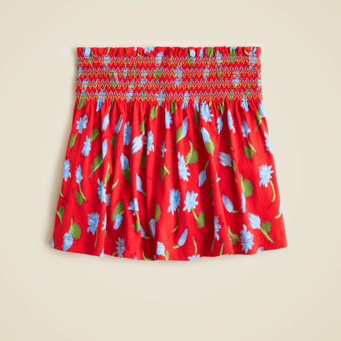 Girls' smocked skort in broken-in-jersey