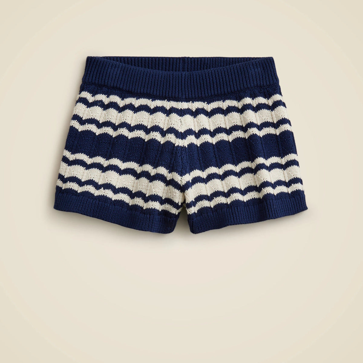 Girls' pointelle-knit short in scalloped stripe