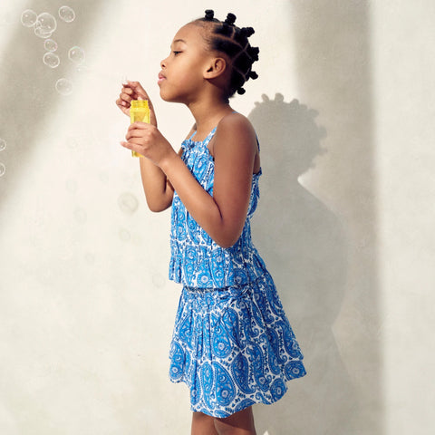 Girls' smocked skirt in paisley