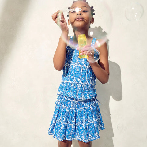 Girls' smocked skirt in paisley