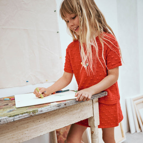 Girls' bobble sweater-skirt in cotton blend