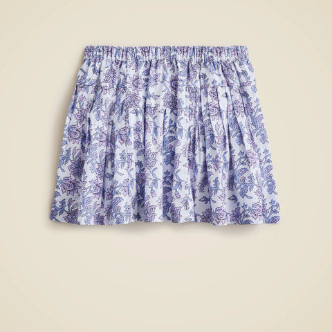 Girls' pintuck skirt in lavender vines block print
