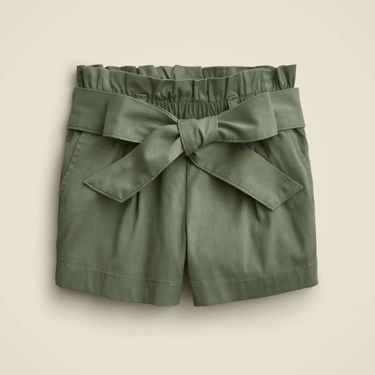Girls' tie-waist short in drapey twill