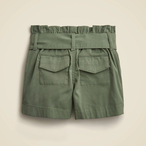 Girls' tie-waist short in drapey twill