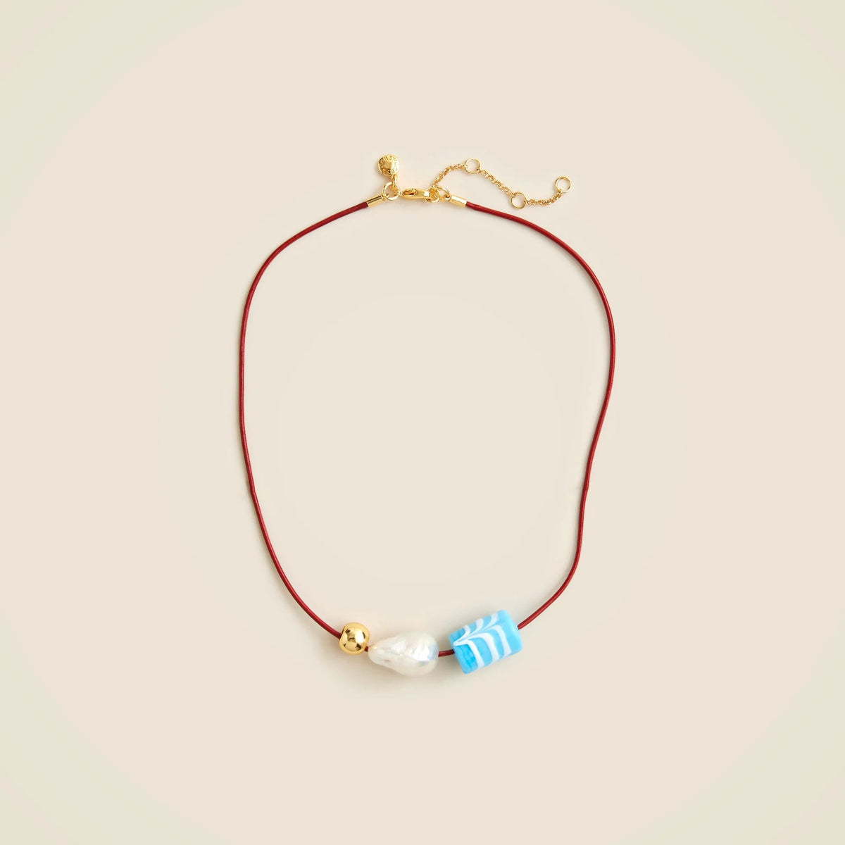 Beaded leather cord necklace