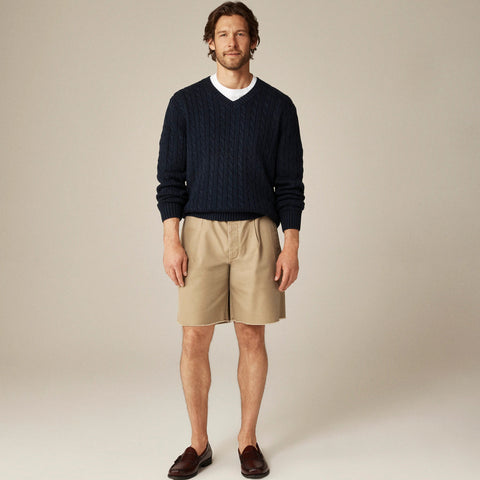 Cotton cable-knit V-neck sweater