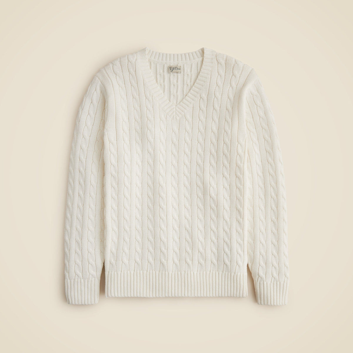 Cotton cable-knit V-neck sweater