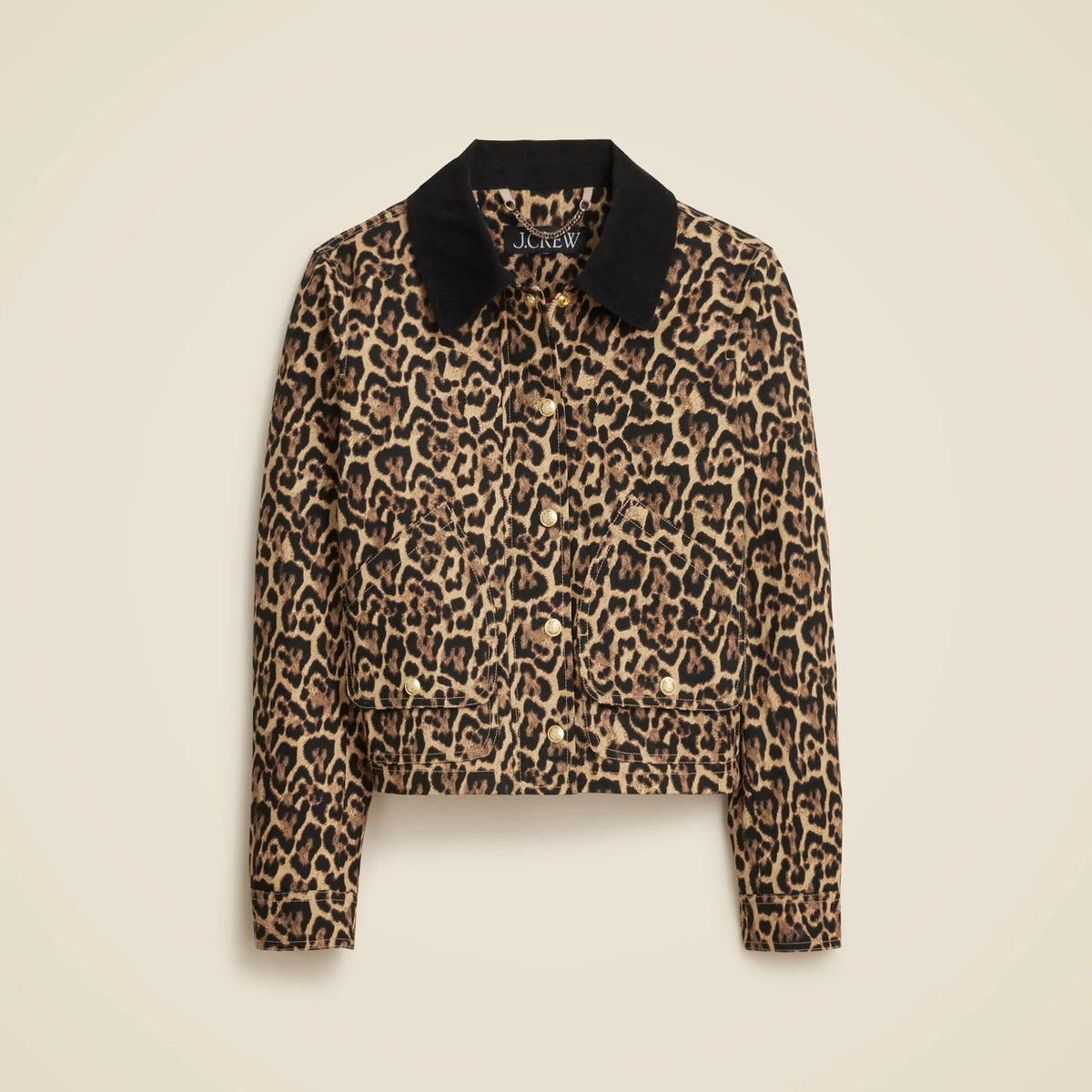 Short Barn Jacket™ in leopard cotton canvas