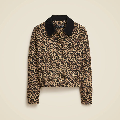 Short Barn Jacket™ in leopard cotton canvas